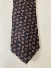 American Traditions Men's Necktie Tie Silk Black Maroon Tan Paisley Made in USA