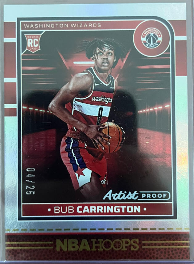 Bub Carrington 2024-25 Panini NBA Hoops Artist Proof 04/25 RC #244