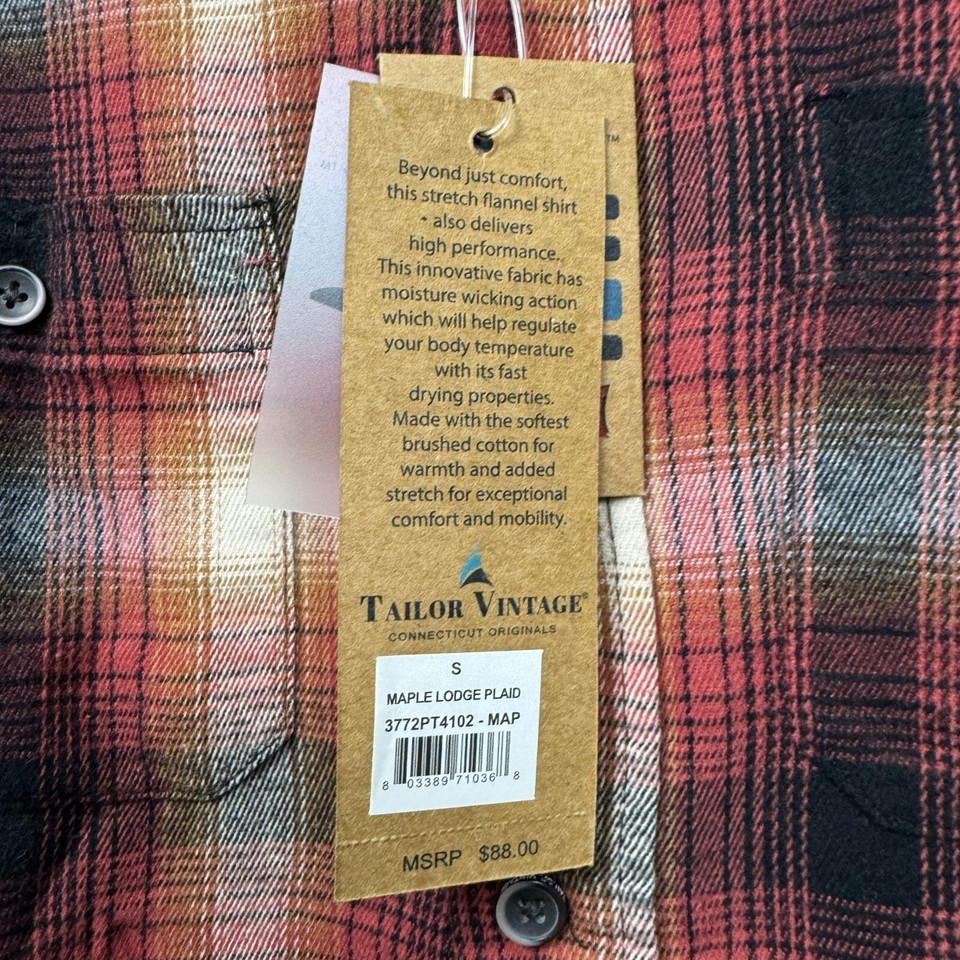 Tailor Vintage Maple Lodge Plaid Flannel FastDry Red/Black Long Sleeve