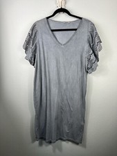 Lungo L’arno Women's Dress L Made in Italy 100% Cotton Flutter Eyelet Sleeve