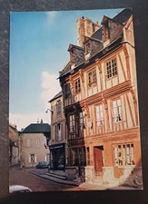 vtg postcard Bayeux Calvados Maison du XV sculpture Adam Eve unposted Mexichrome
