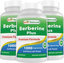 3 Pack Best Naturals Berberine Plus 1000 mg 60 Capsules