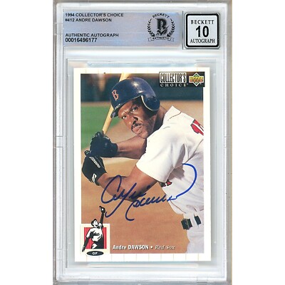 Andre Dawson Signed 1994 Collectors Choice #412 Beckett BAS Slabbed Red Sox Auto