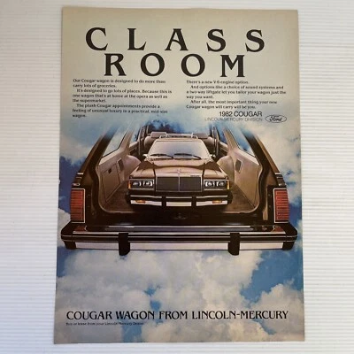 Lincoln Mercury Cougar Wagon 1982 Luxury Ford Class Room Single Page Advertising - image 1 of 4