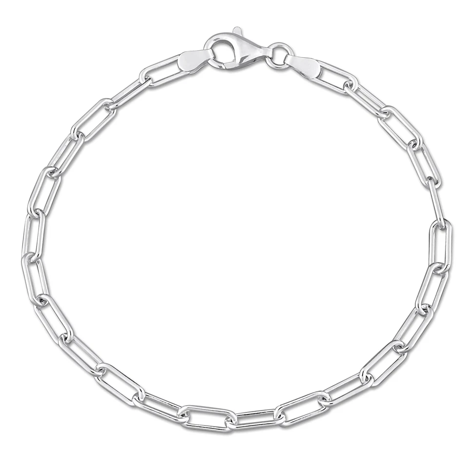 Amour Sterling Silver 3.5mm Polished Paperclip Chain Bracelet - 7.5 in.