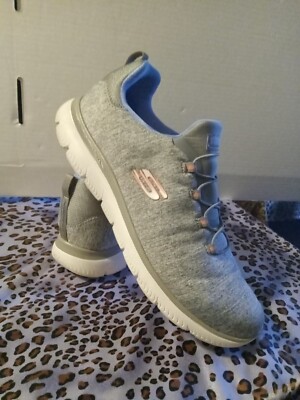 Skechers Summits Washable Mesh Bungee Slip-On Sneakers Grey/Blue Size 11 