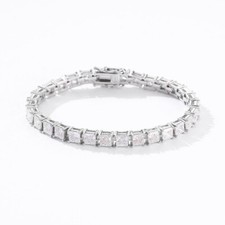 4mm D Color Princess Cut Moissanite Tennis Chain Bracelet 925 Sterling Silver