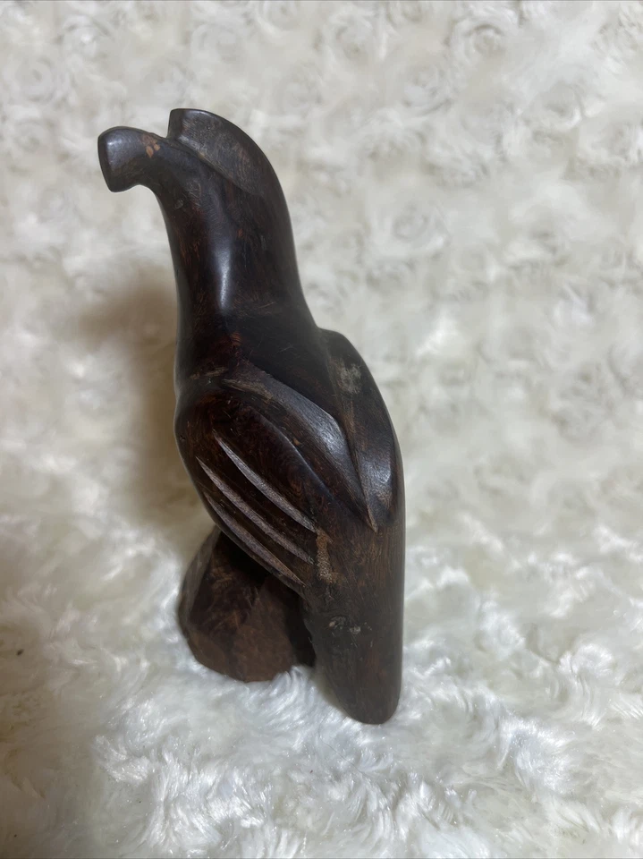 Wooden Hand Carved Seagull Statue Solid Wood Sculpture Handcrafted Handmade - Image 3 of 4
