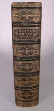 1876 Poetical Works Sir Walter Scott in 1 Vol Illustrated Full Leather Binding
