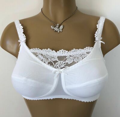 Serita Lola Mastektomie BH weiß Größe 32C 2 Taschen Spitze Modesty Panel Camisole