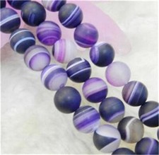 Fine 8mm Matte Purple Dream Fire Stripe Agate Gemstone Round Loose Beads 15''