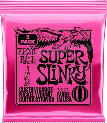 3 x Ernie Ball Super Slinky Nickel Wound E-Gitarrensaiten 9-42 | 3223
