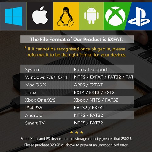 Tragbare Externe Festplatte 500GB 750GB 1TB Neuware HDD Für PS4 Laptop TV PC MAC - Bild 12 von 12