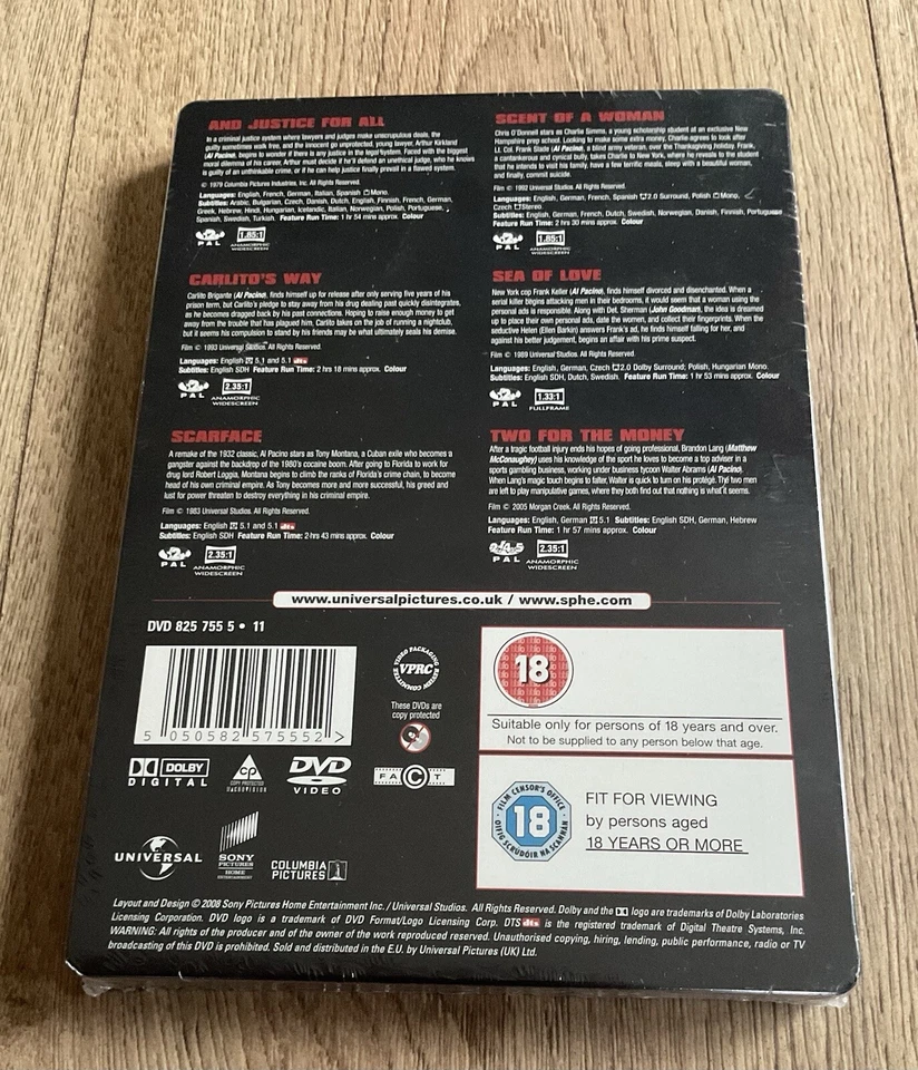 AL PACINO 6 FILM COLLECTION DVD Steel Case New & Factory Sealed 13 hrs 25 mins - Image 2 of 2