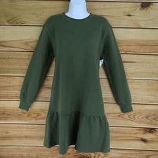 Nine West Dress Womens Sz XS Dark Green Fleece Knee Length Long Sleeves Soft NWT