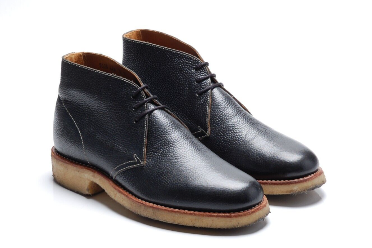 GRENSON Black Pebble Grain Chukka Boots: `Oscar` Size UK F US