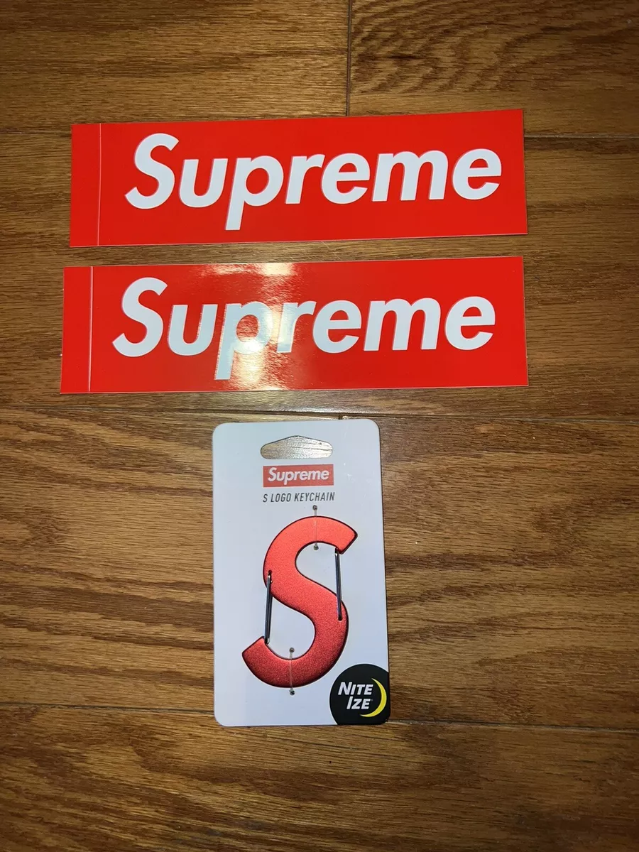 Supreme Nite Ize S Logo Keychain Red FW21 New Carabiner + 2 Box Logo  Stickers