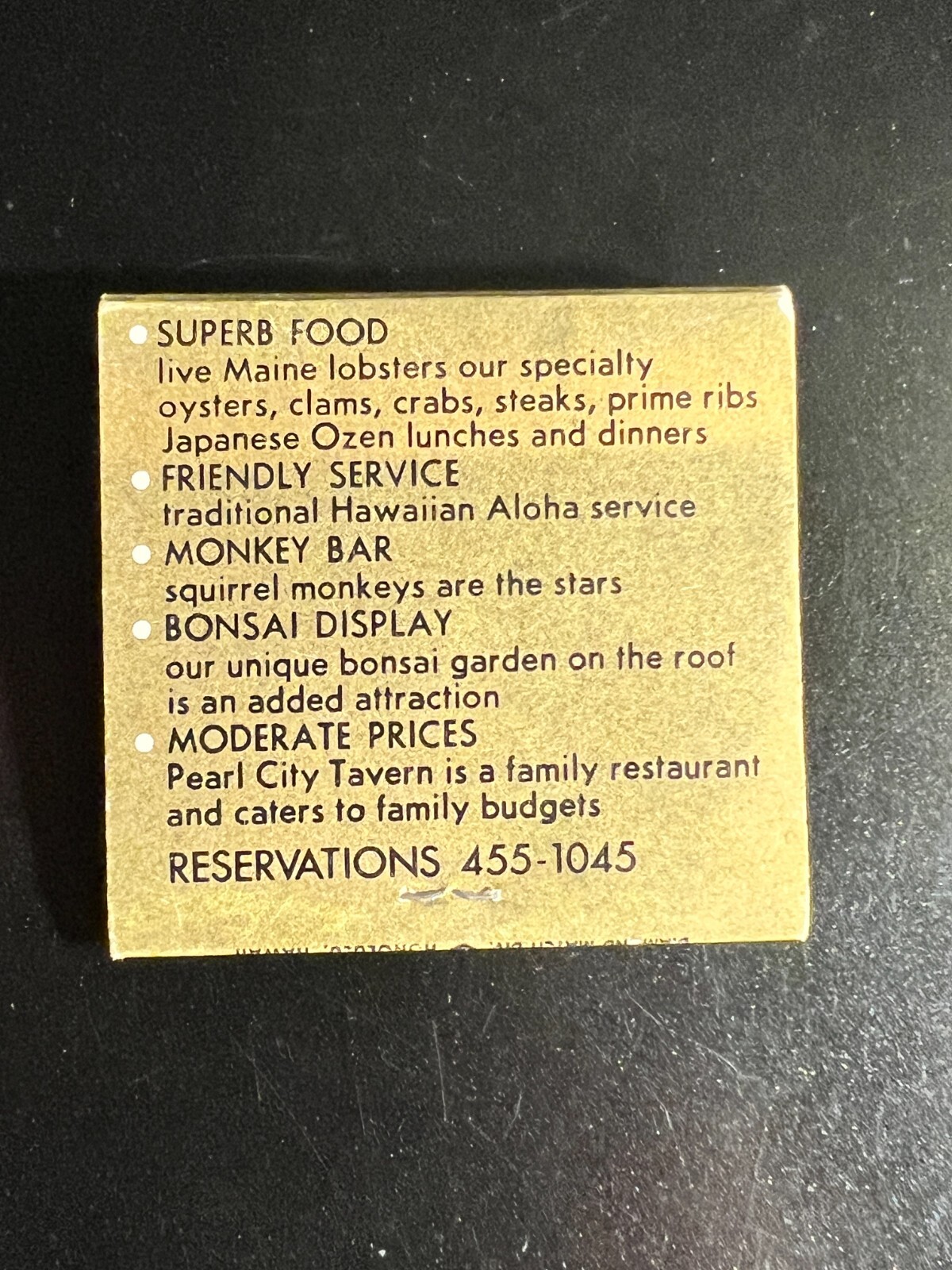 MATCHBOOK PEARL CITY TAVERN HONOLULU, HI UNSTRUCK! eBay