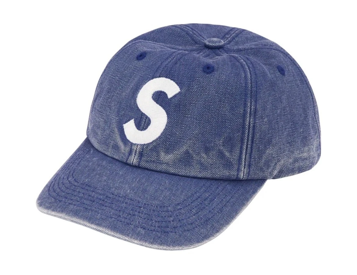 Supreme Pigment Canvas S Logo 6-Panel Navy in Hand | eBay