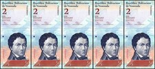 Venezuela 2 Bolivar Fuerte, 2007-2014, P-88, UNC, Signature Varies X 5 PCS