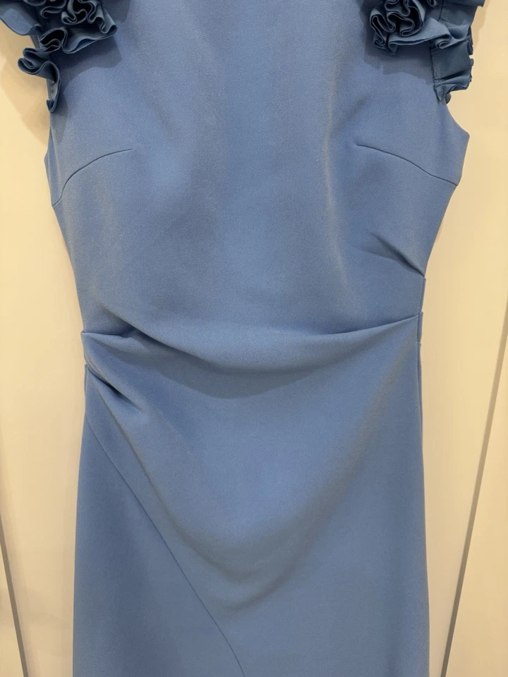Vestido para mujer Rachel Gilbert azul con detalle de manga con volantes talla 4�� Foto 3 de 4
