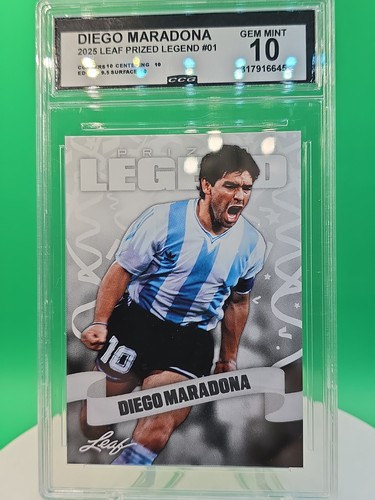 2025 Leaf Prized Legend - Diego Maradona #01 Graded Gem Mint 10 By  CCG