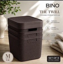 Bino Plastic Storage Bins Lids 5 Liter - 3 Pa...