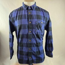 Field Stream Mens Flannel Shirt Large Blue Buffalo Plaid Button Up Outdoors Cozy