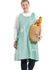 Big Plus Size Aprons Women With Pockets Cotton Linen Baking Kitchen Cooking
