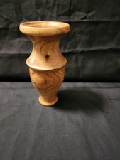 Hand Turned Wood Chinaberry Vase Signed By Artist Beautiful Wood Grain 6"H