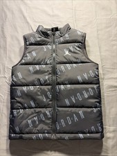 Jordan Boys Black Puffer Vest Sleeveless Full Zip Padded Logo Print