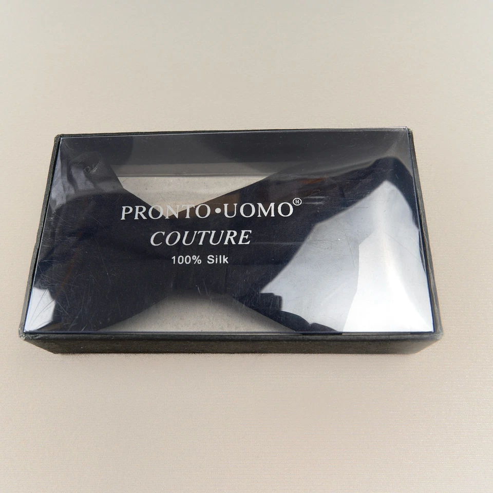 Pajarita de seda Pronto Uomo negra formal preatada esmoquin boda Foto 2 de 4