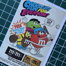 Vintage 1987 Mars Candy M&M’s Baseball Authentic Comic Print Ad Poster