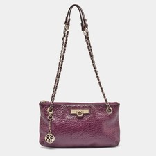 Borsa a tracolla DKNY in pelle viola con chiusura a catena