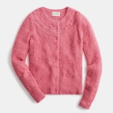 The Reeds x J Crew Fuzzy Cardigan Sweater NWT Small Pink Cozy Knit