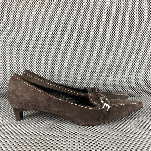 Talons Prada femme taille 40 cuir marron bout pointu formel Made in Italy