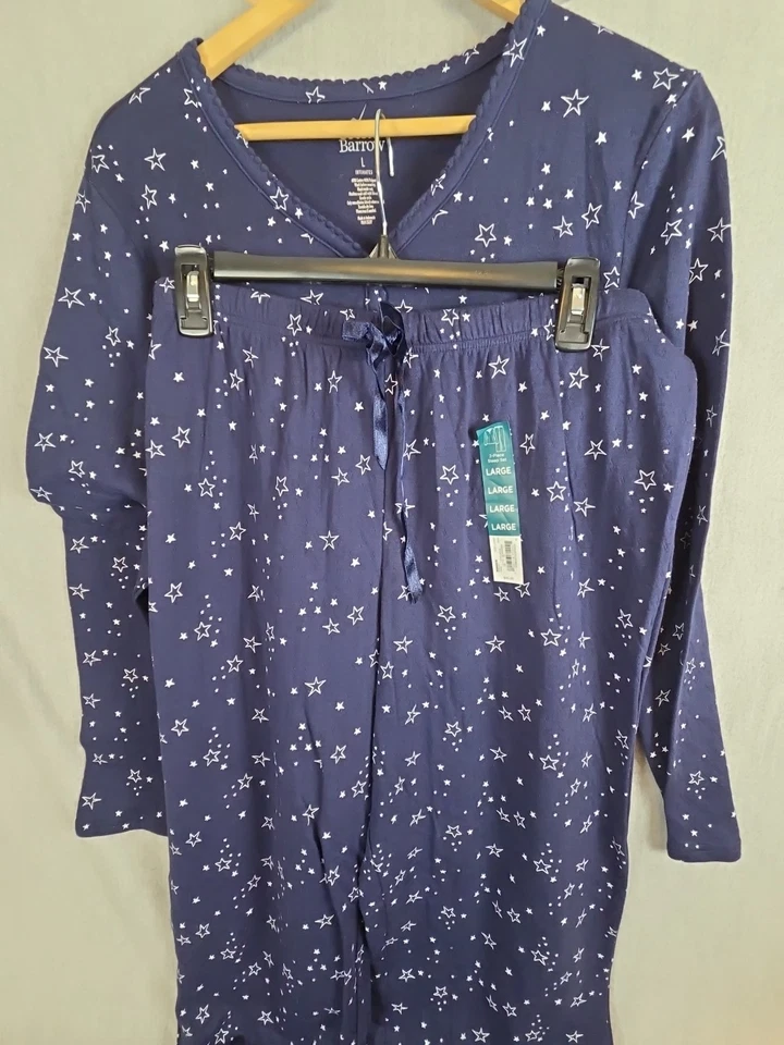 Croft & Barrow Pajama Set Womens L Blue Starry Night Relaxed Comfort Whimsy NEW - Image 3 of 4
