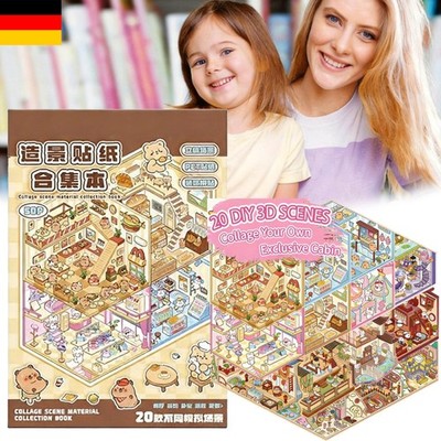 20 Stück 3D Hausaufkleber Set, Miniature Scene Stickers Mit 1 Pinzetten, 3D-Aufk