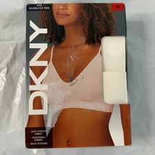 DKNY 2-Pack Seamless Bra Medium White Cream Soft Stretch Adjustable Straps NEW