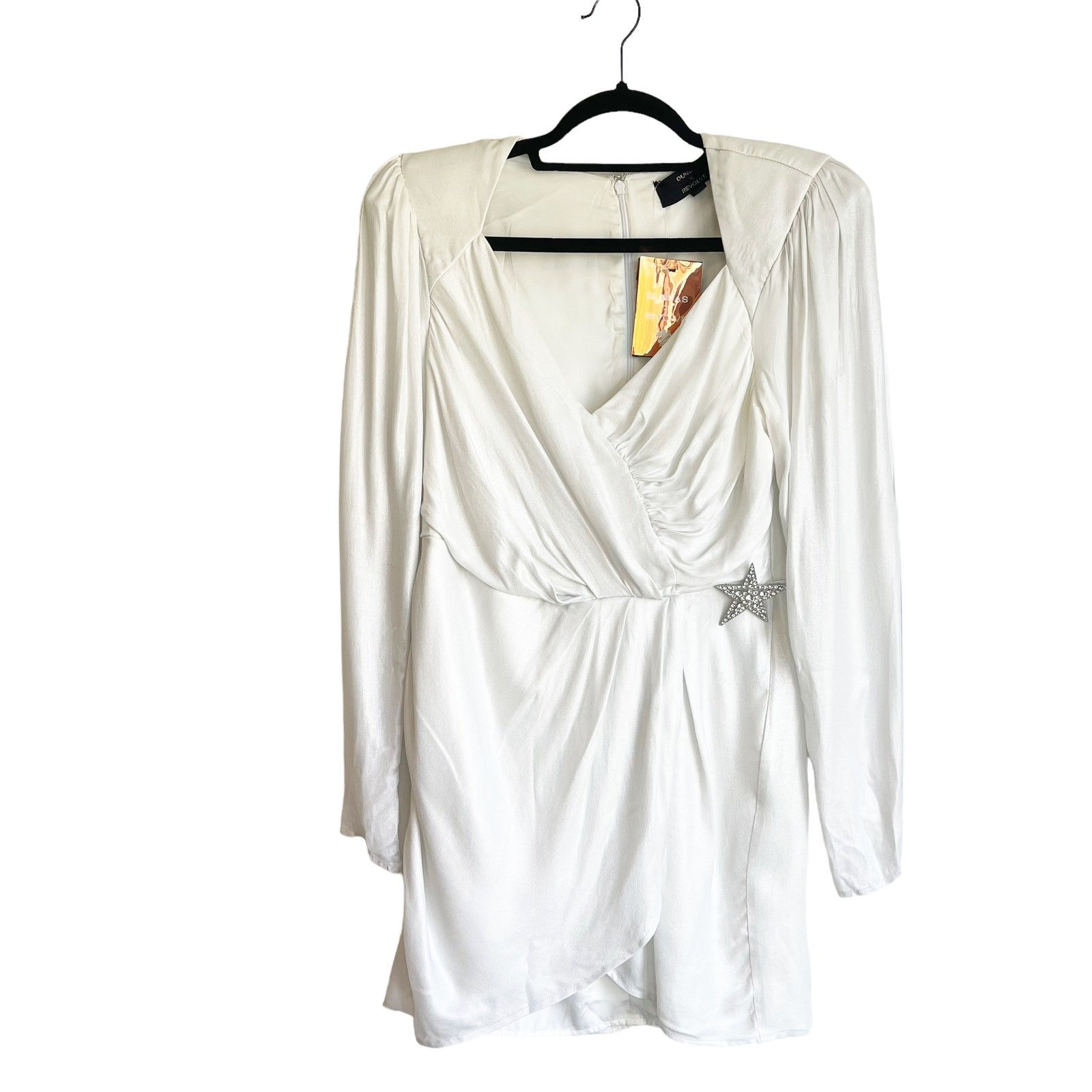 DUNDAS x REVOLVE Harlow Mini Dress in Metallic Ivory Women's Size L NWT image 8