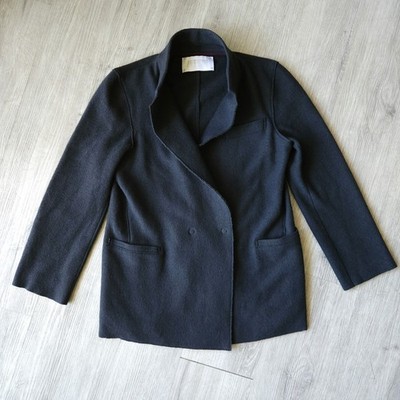 HARRIS WHARF LONDON Blazer Jacket Womens Medium Made Italy Black Pressed Wool