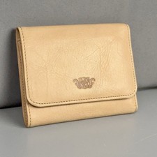 Bosca Pacific Grove Italian Leather Trifold Wallet Tan ID Window Coin Zip