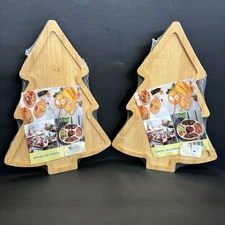 Set of 2 Christmas Tree Bamboo Charcuterie Boards Cutting Boards Holiday Serving