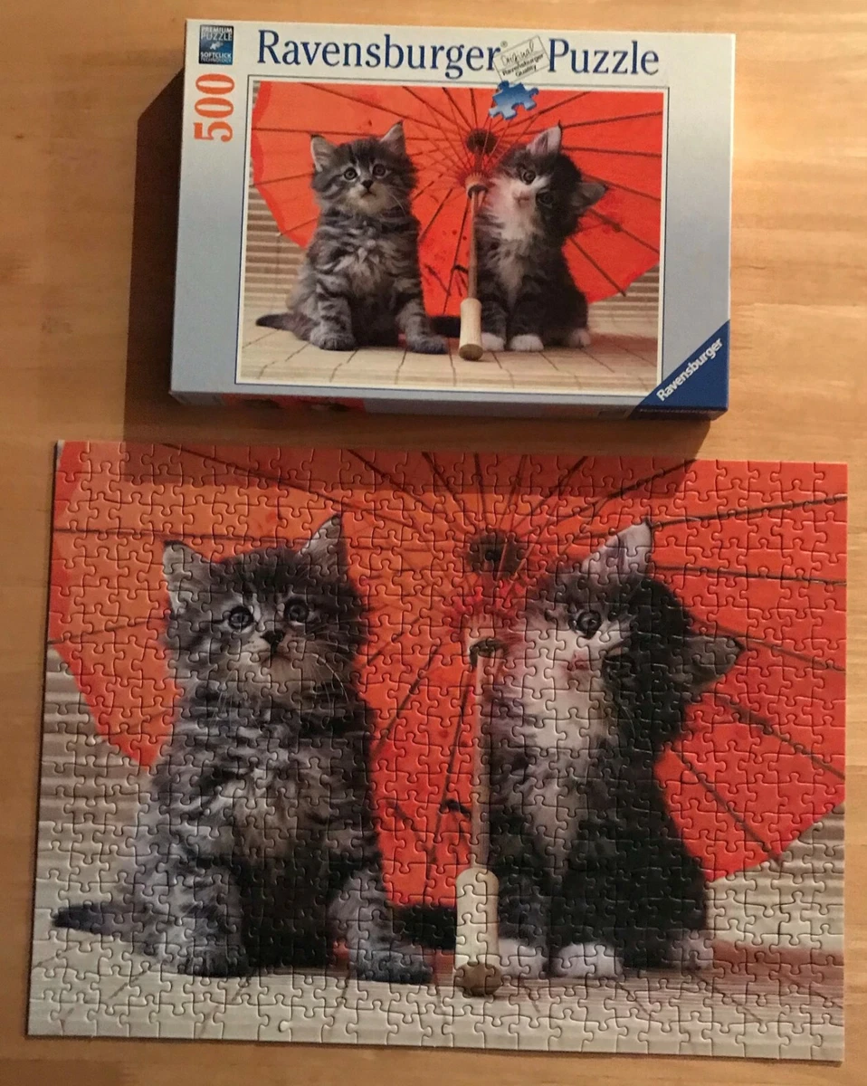 Puzzle Ravensburger "Chatons Sous L'ombrelle" - 500 Pièces - Occasion, Thème Animaux Mignons
