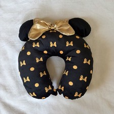 Disney Minnie Mouse Travel Soft Plush Pillow Gold Bow Ears