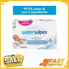 WaterWipes Sensitive Newborn  Baby Wipes, 3-In-1 Cleans, Cares, Protects, 99.9 