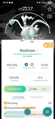 Shiny Reshiram ( Special Background  ) Pokémon Trade  GO