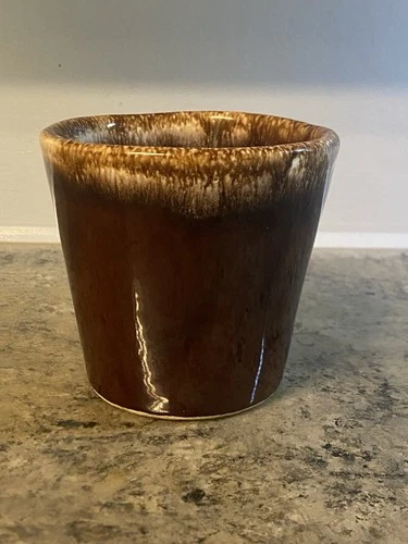 Hull Pottery Oven Proof USA Coffee Mug Tea Cup Brown Drip Glaze Vintage
