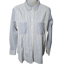 Ann Taylor Loft Womens Preppy Pinstripe Shirt Size Small Academia 100% Cotton