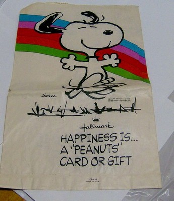 vintage 1970s SNOOPY Hallmark Cards paper shopping bag CARD GALLERY Peanuts OLD